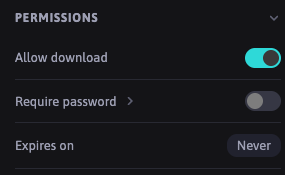 download, password and expiry controls