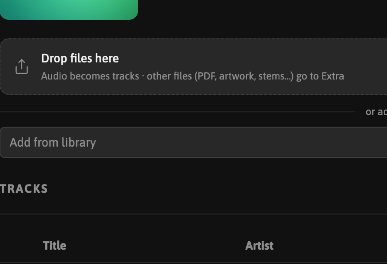 drop zone for non-audio files
