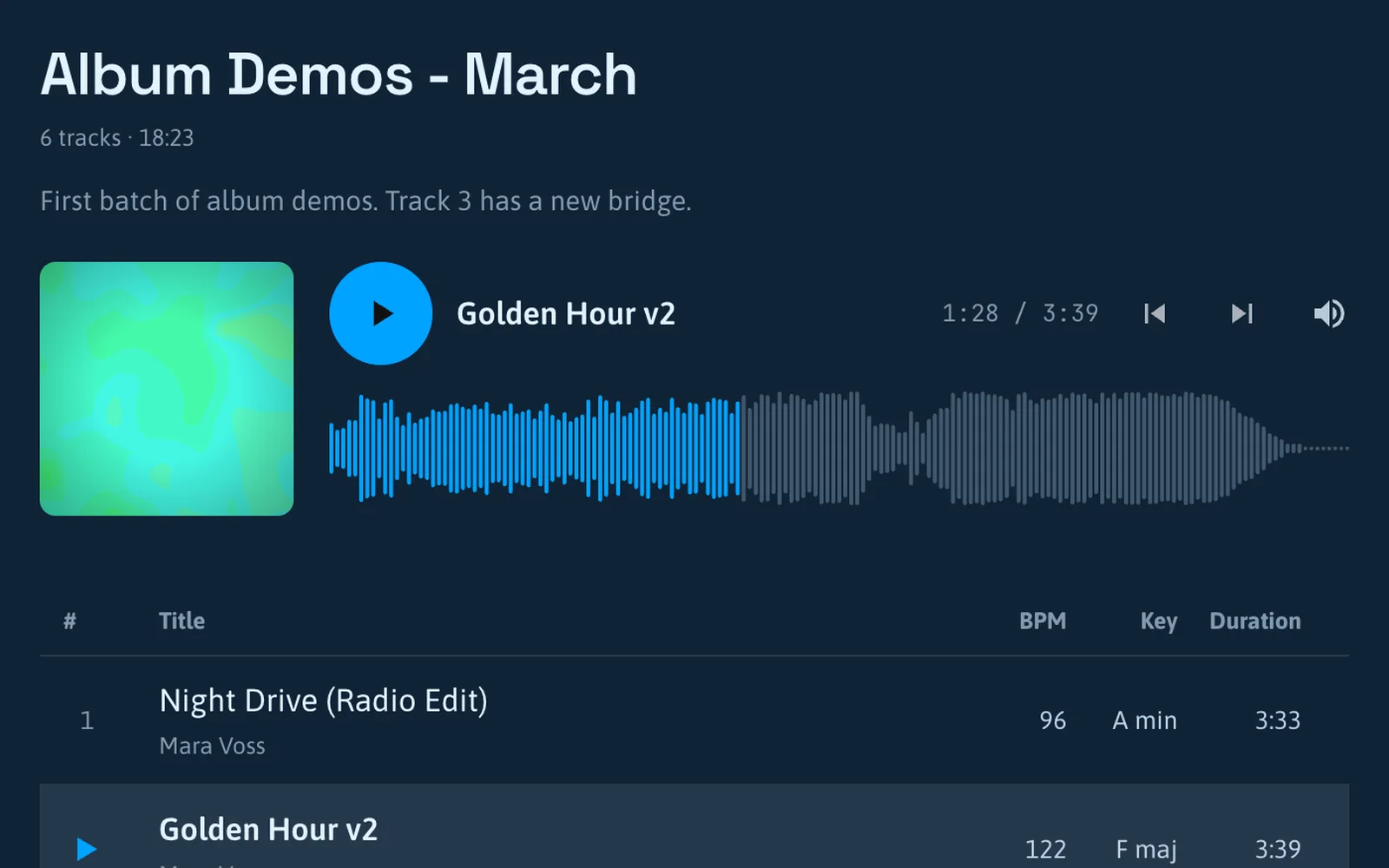 Gapless lossless player screenshot