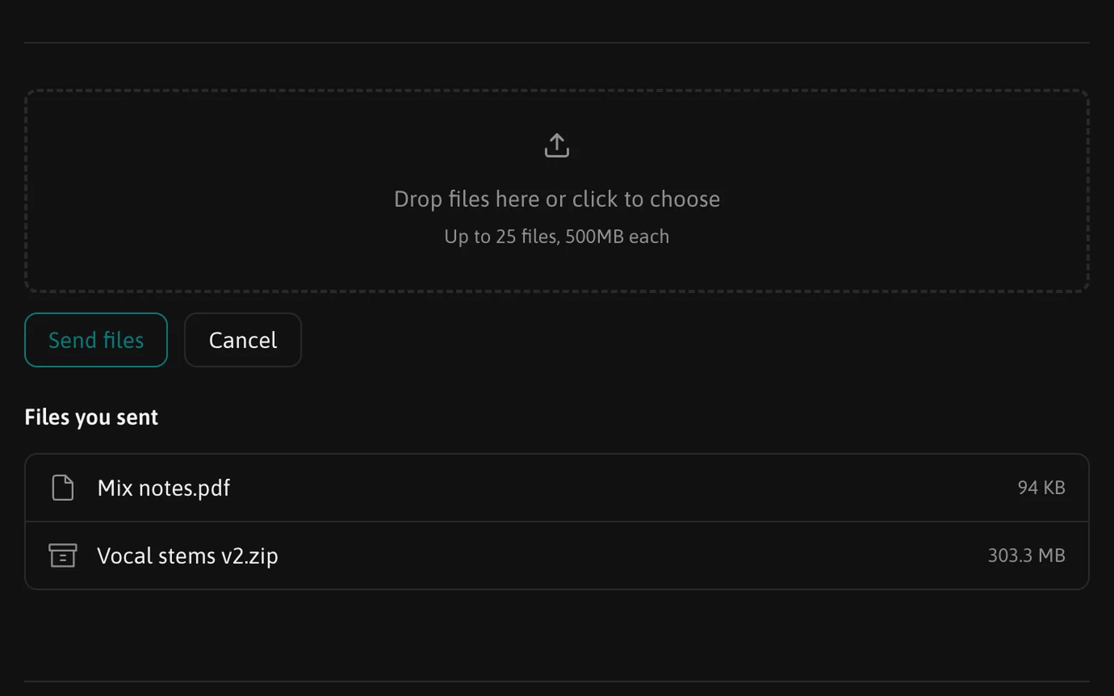 Receive files screenshot